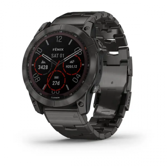 Garmin fēnix® 7X Sapphire Solar, Carbon Grey DLC Titanium with Carbon Grey DLC Vented Titanium Band